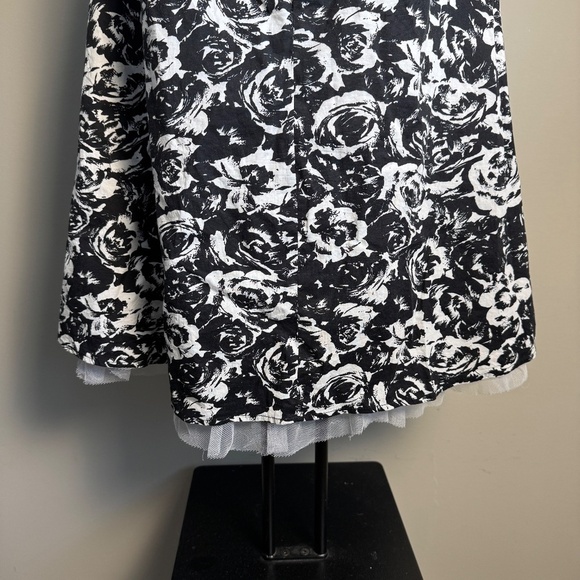 Majora XL Black & White‎ Floral Summer Midi Dress Sleeveless Neck Tie Whimsigoth - Picture 5 of 16